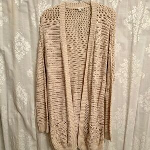 Gap Open Front Crochet Beige Cardigan Sweater Size Medium
